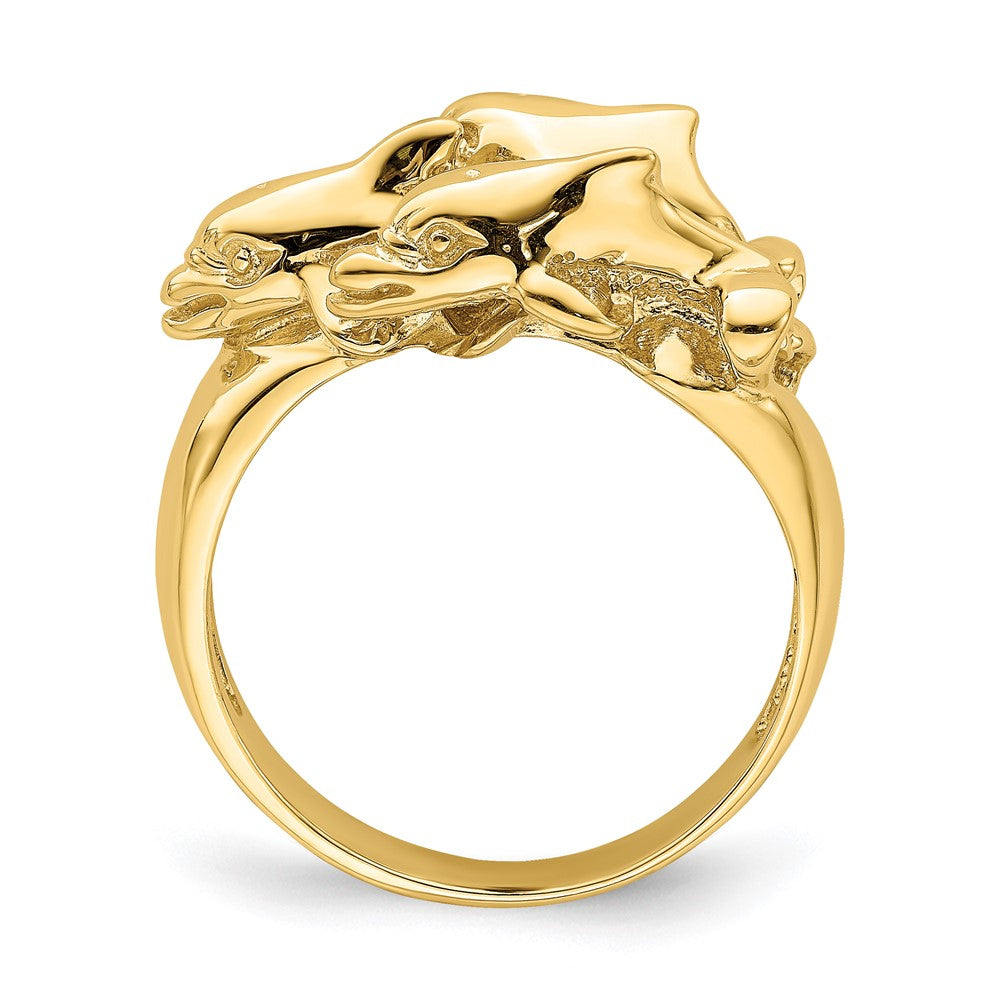 14K Yellow Gold Dolphins Ring