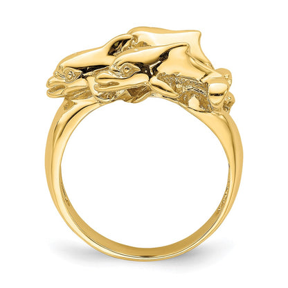 14K Yellow Gold Dolphins Ring