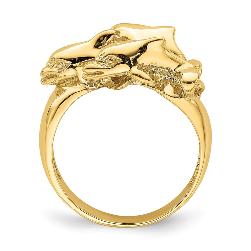 14K Yellow Gold Dolphins Ring