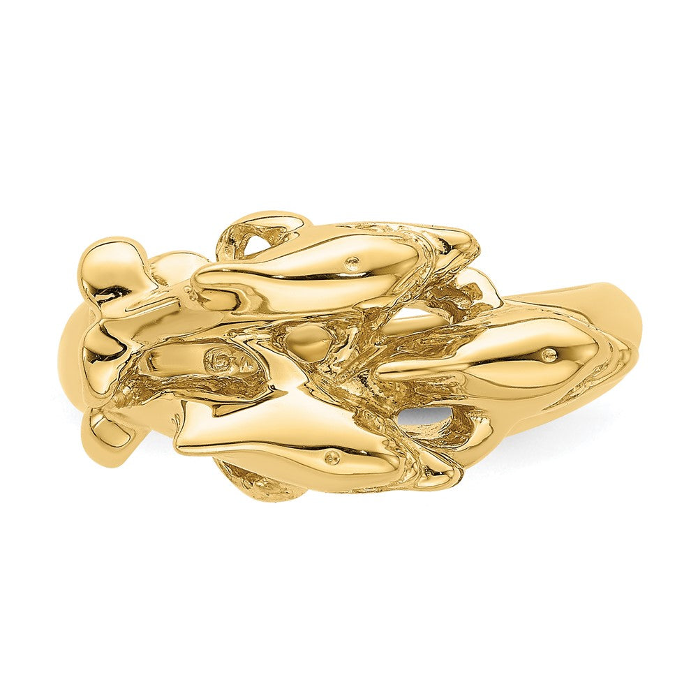 14K Yellow Gold Dolphins Ring