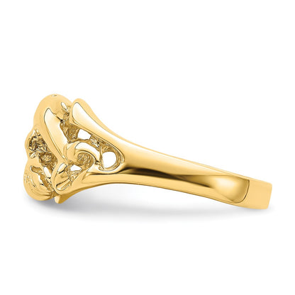 14K Yellow Gold Polished Double Dolphins Swimming Ring