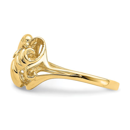 14K Yellow Gold Polished Dolphin Jumping In Wave Ring