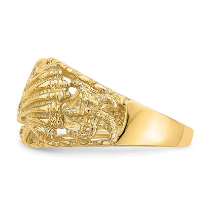 14K Yellow Gold Multi Shell Combination Dome Ring