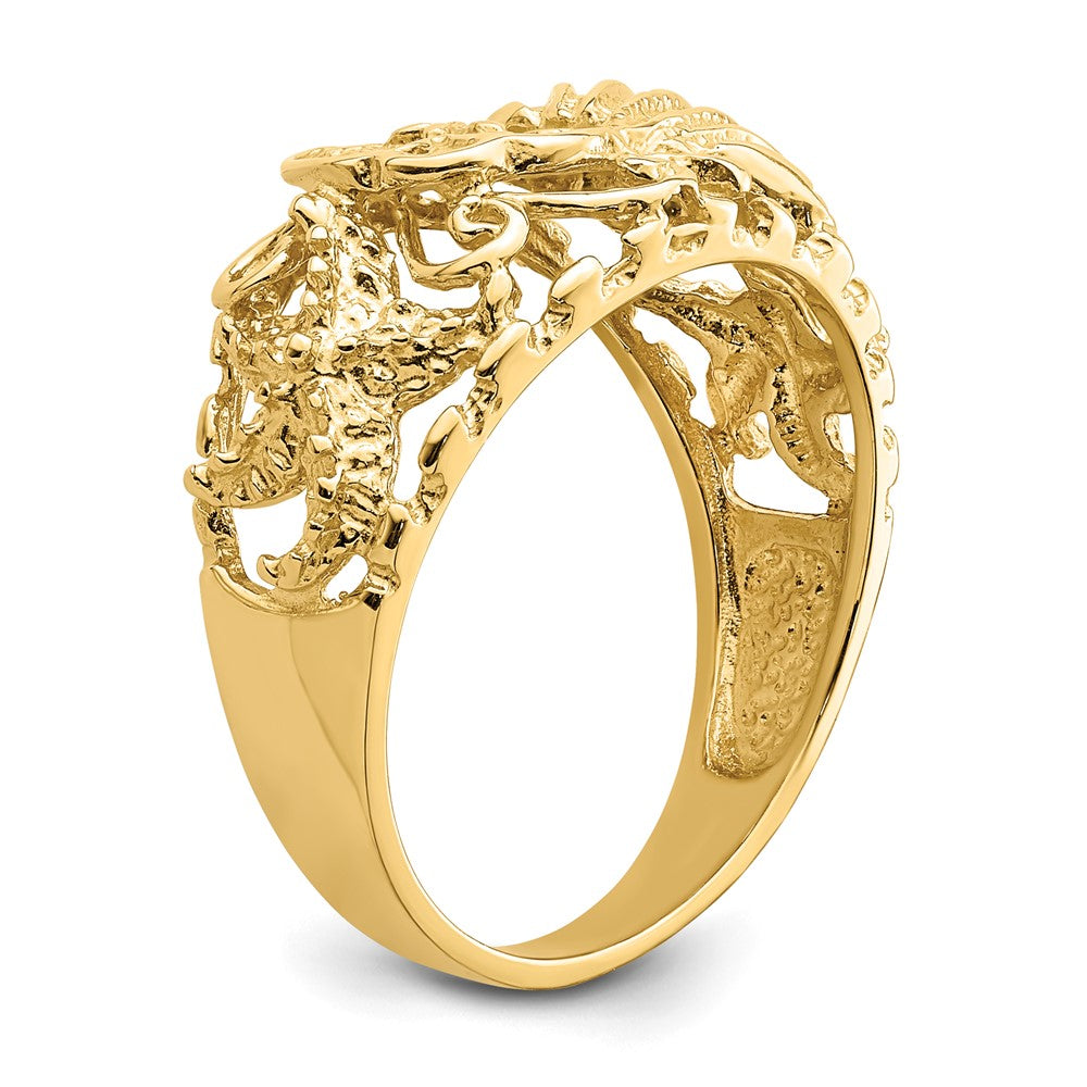 14K Yellow Gold Multi Shell Combination Dome Ring