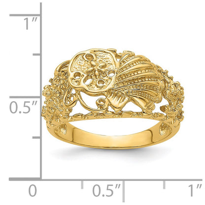 14K Yellow Gold Multi Shell Combination Dome Ring
