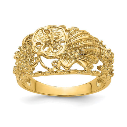 14K Yellow Gold Multi Shell Combination Dome Ring