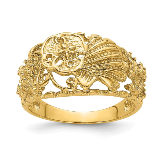 14K Yellow Gold Multi Shell Combination Dome Ring