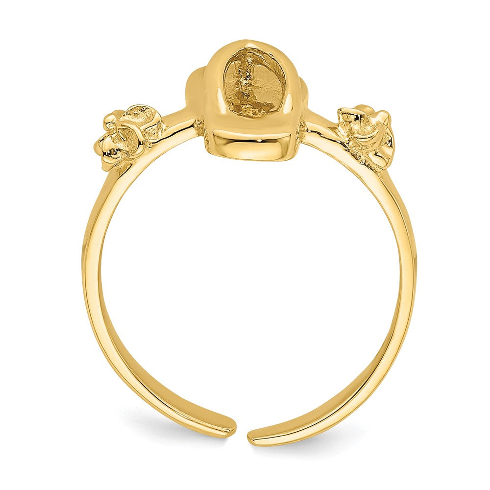 14k Yellow Gold Adjustable Flip-Flop and Flower Toe Ring