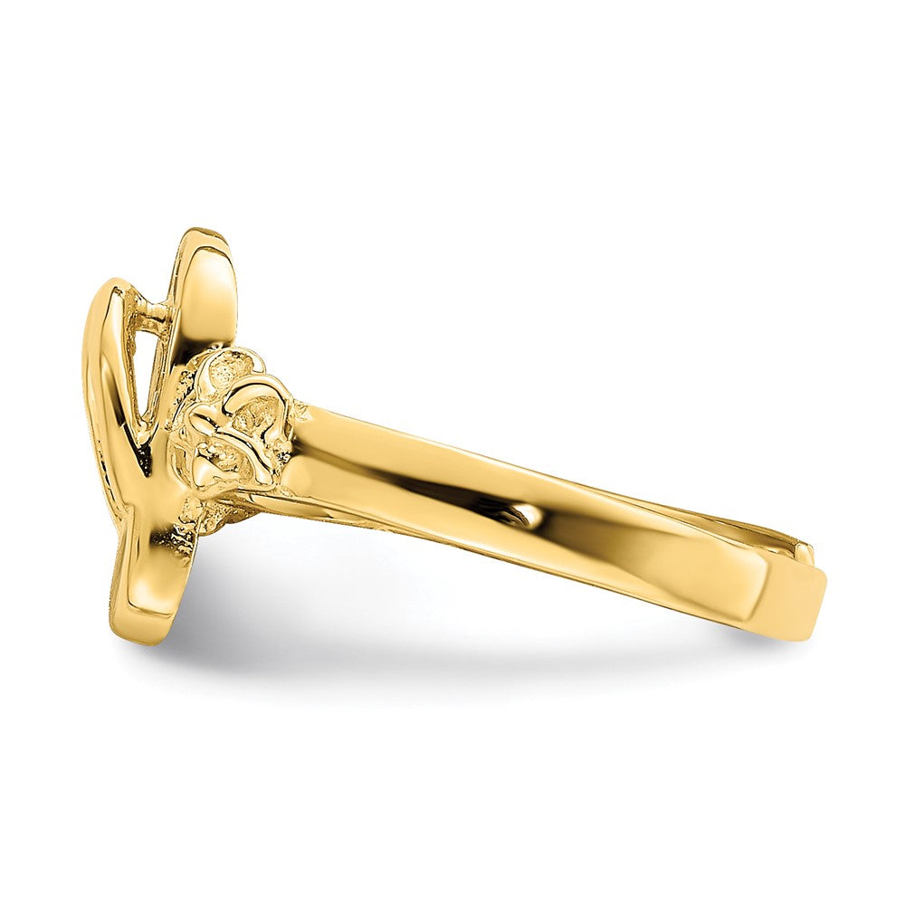 14k Yellow Gold Adjustable Flip-Flop and Flower Toe Ring