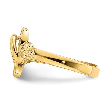 14k Yellow Gold Adjustable Flip-Flop and Flower Toe Ring