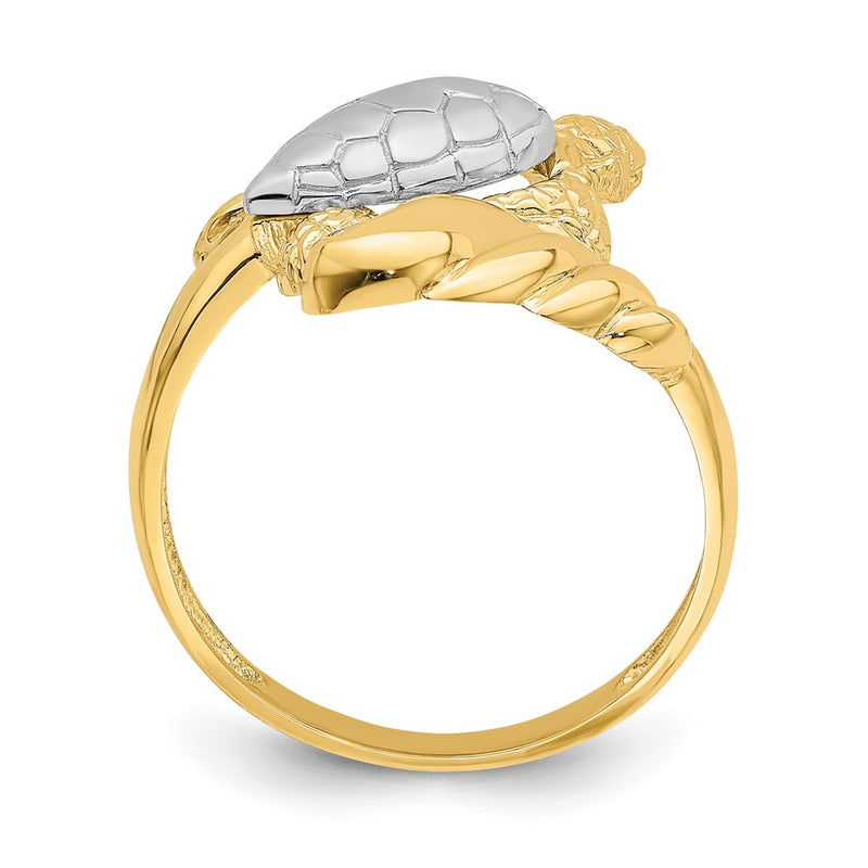 14k Yellow Gold w/ Rhodium Turtle Ring