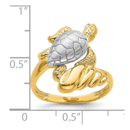 14k Yellow Gold w/ Rhodium Turtle Ring