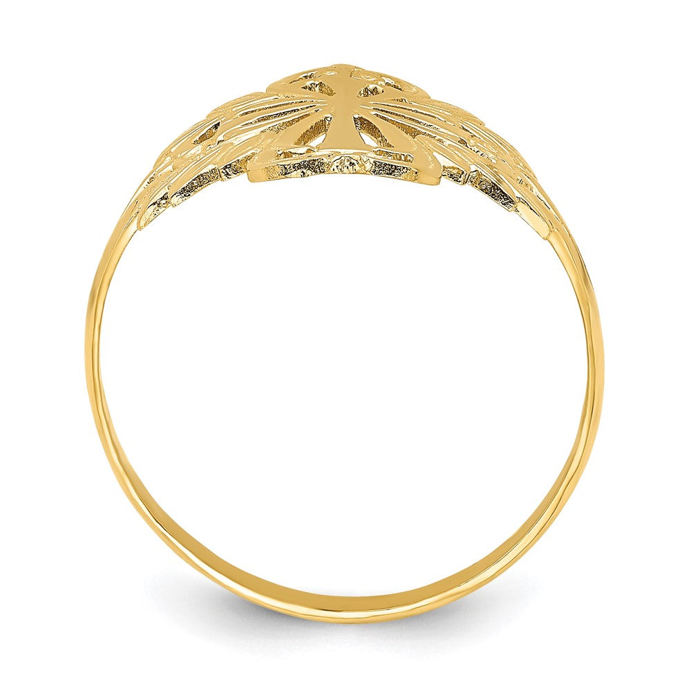 14K Yellow Gold Polished Cut-Out Cross Ring
