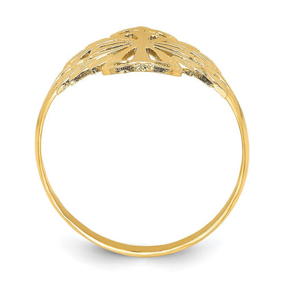 14K Yellow Gold Polished Cut-Out Cross Ring