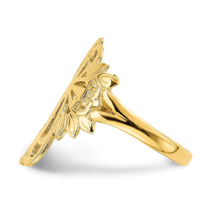 14K Yellow Gold Polished Cut-Out Cross Ring
