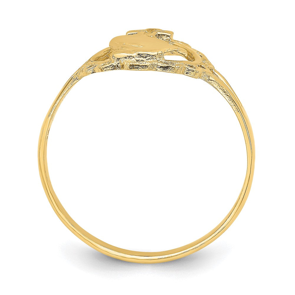 14K Yellow Gold Polished Praying Hands and Cross Ring