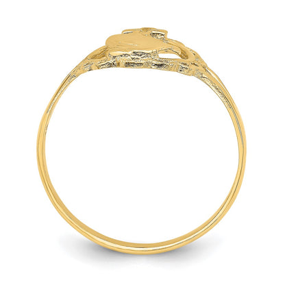 14K Yellow Gold Polished Praying Hands and Cross Ring