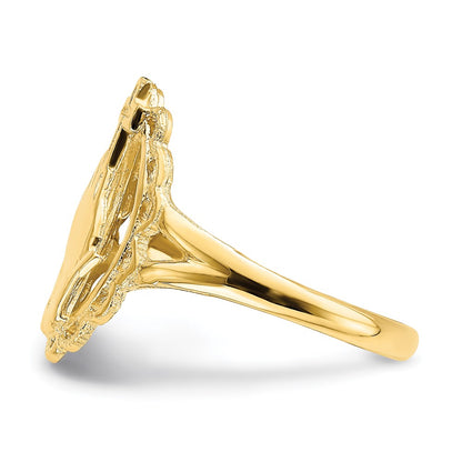 14K Yellow Gold Polished Praying Hands and Cross Ring