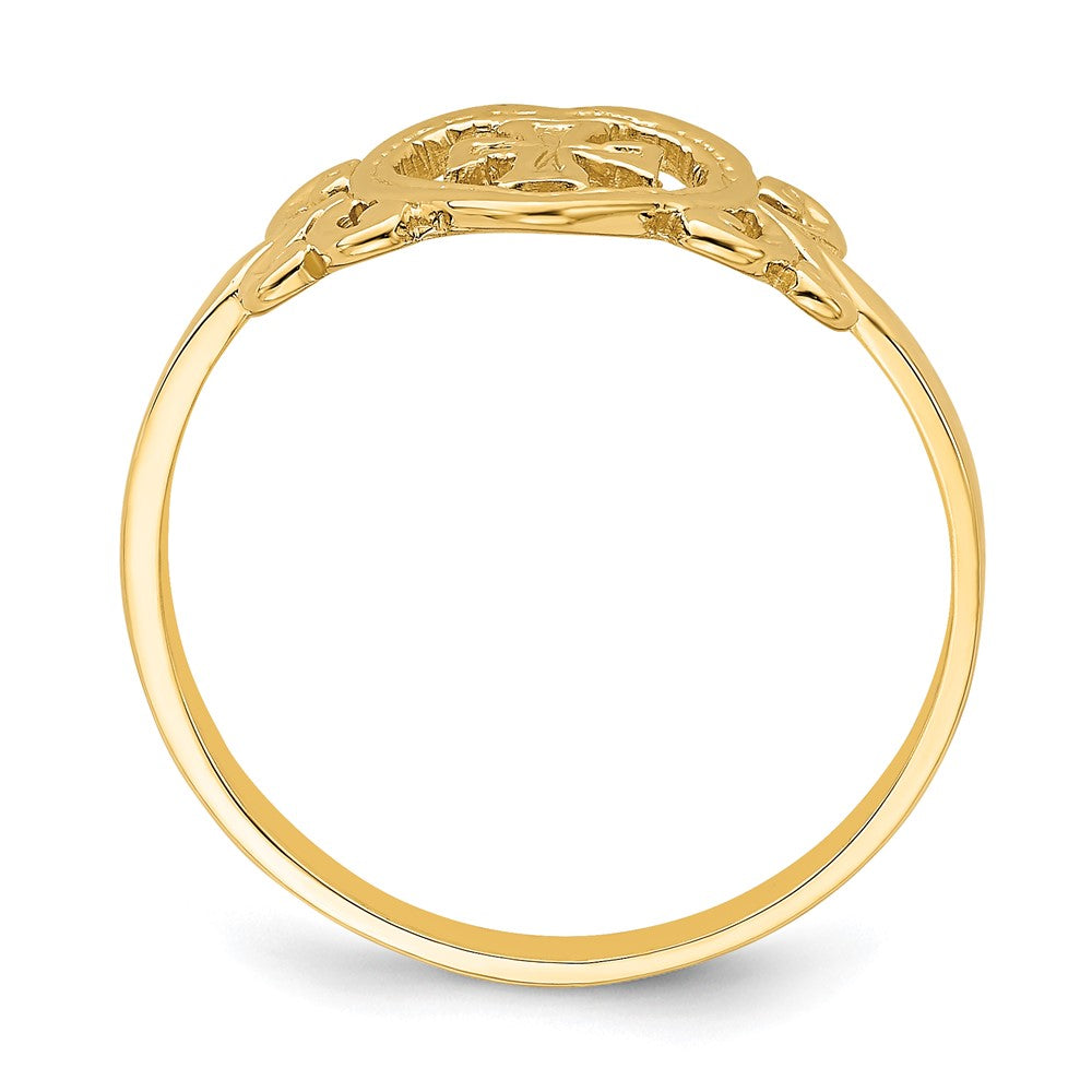 14K Yellow Gold Polished Cross In Heart Ring