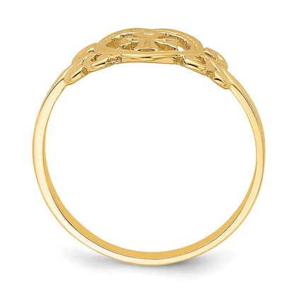 14K Yellow Gold Polished Cross In Heart Ring