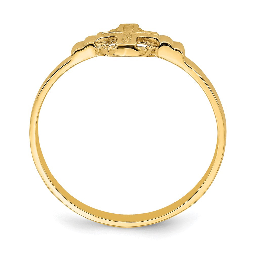 14K Yellow Gold Polished Cross In Circle Ring