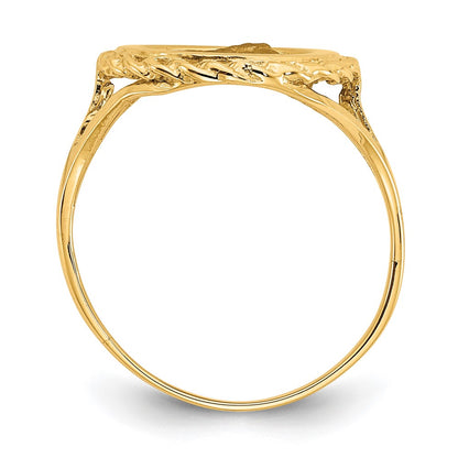 14k Yellow Gold Angel Coin w/ Rope Frame Ring