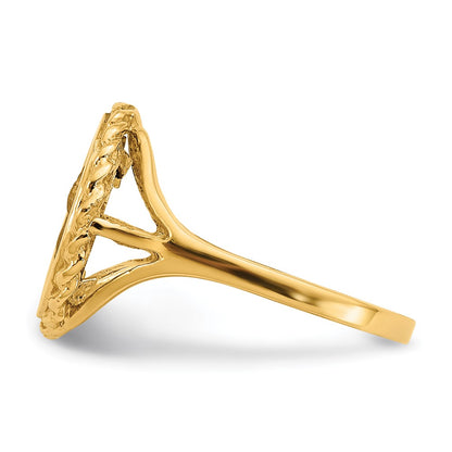 14k Yellow Gold Angel Coin w/ Rope Frame Ring