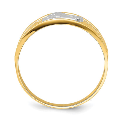 14k Yellow Gold w/ Rhodium Angel and Heart Band