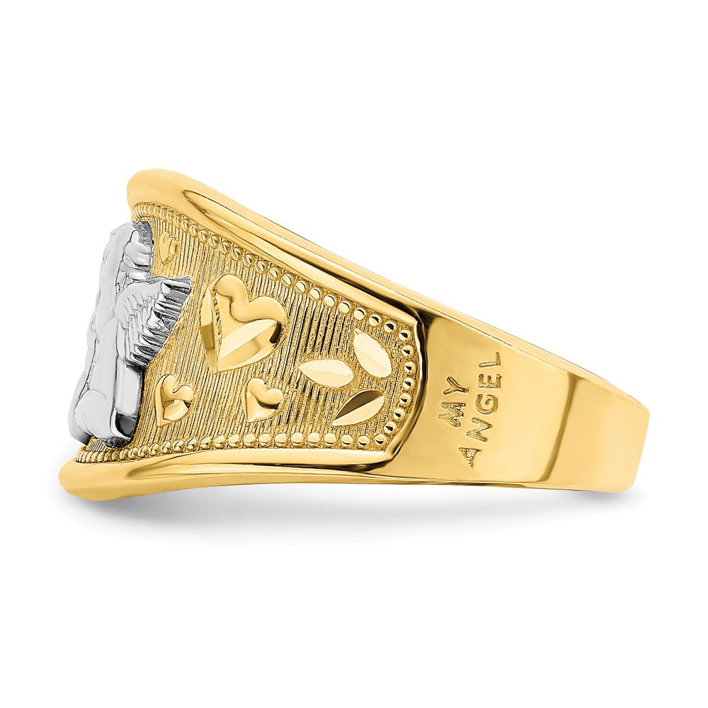 14k Yellow Gold w/ Rhodium Angel and Heart Band