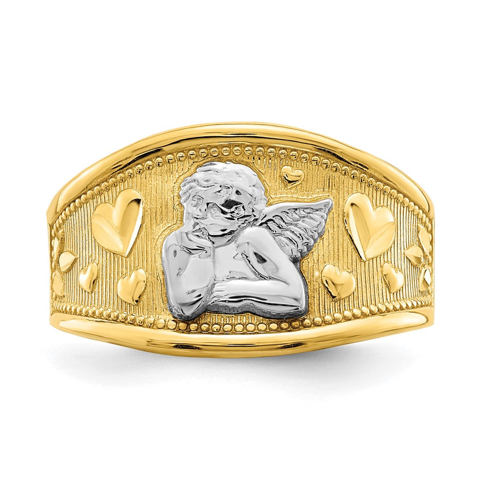 14k Yellow Gold w/ Rhodium Angel and Heart Band
