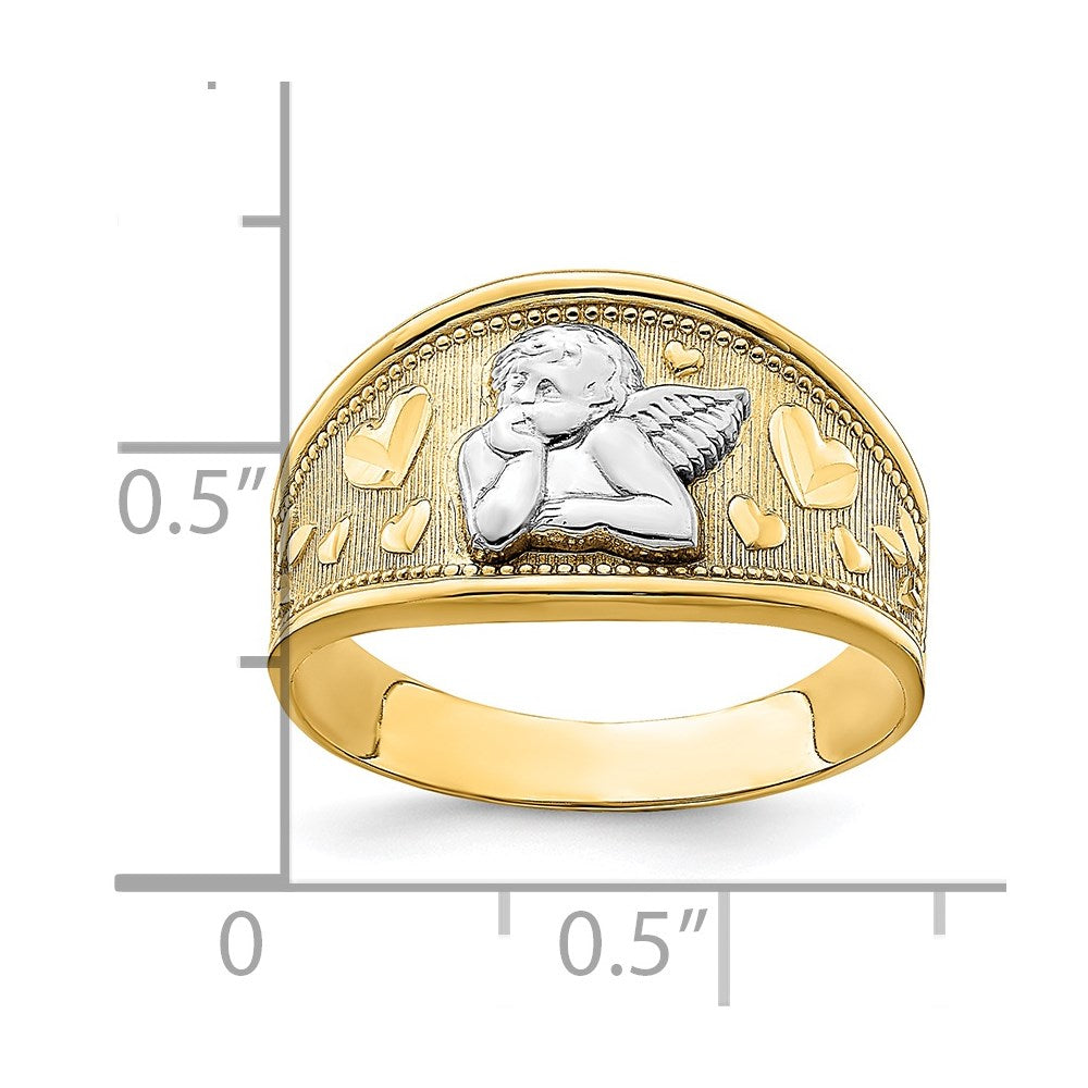 14k Yellow Gold w/ Rhodium Angel and Heart Band