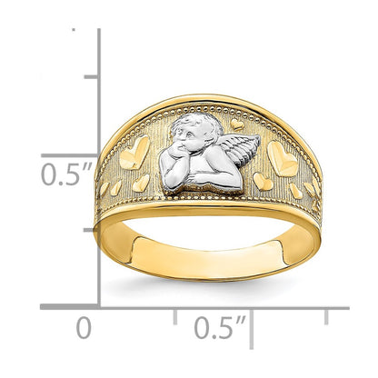 14k Yellow Gold w/ Rhodium Angel and Heart Band