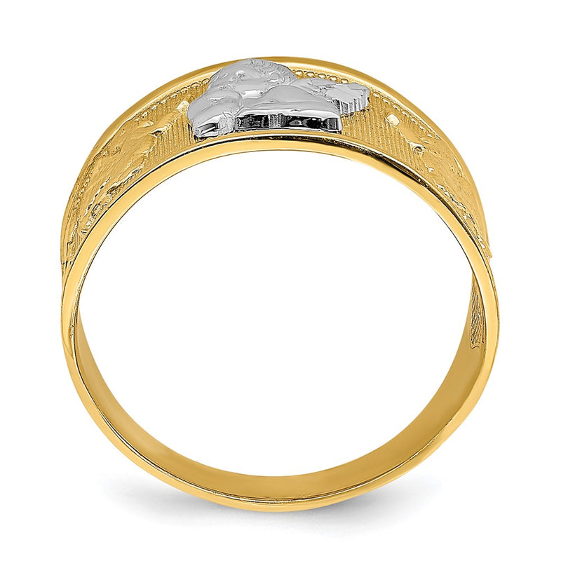 14k Yellow Gold w/ Rhodium Angel Band