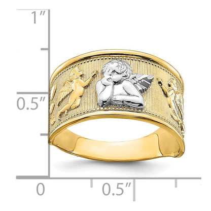 14k Yellow Gold w/ Rhodium Angel Band