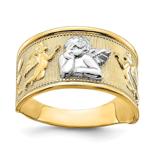 14k Yellow Gold w/ Rhodium Angel Band