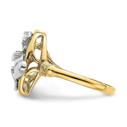 14k Two-Tone Gold Cherub Holding Heart Ring