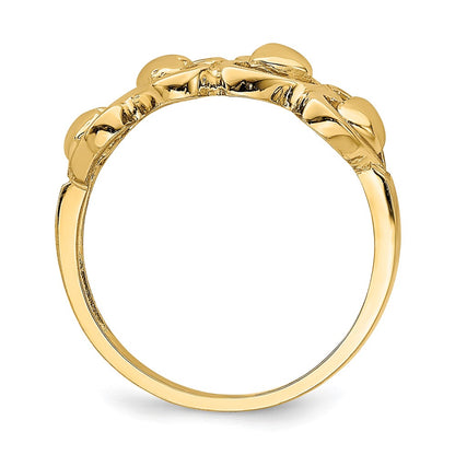 14K Yellow Gold Polished Hearts Ring