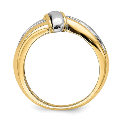 14k Yellow Gold w/Rhodium Polished Fancy Ring