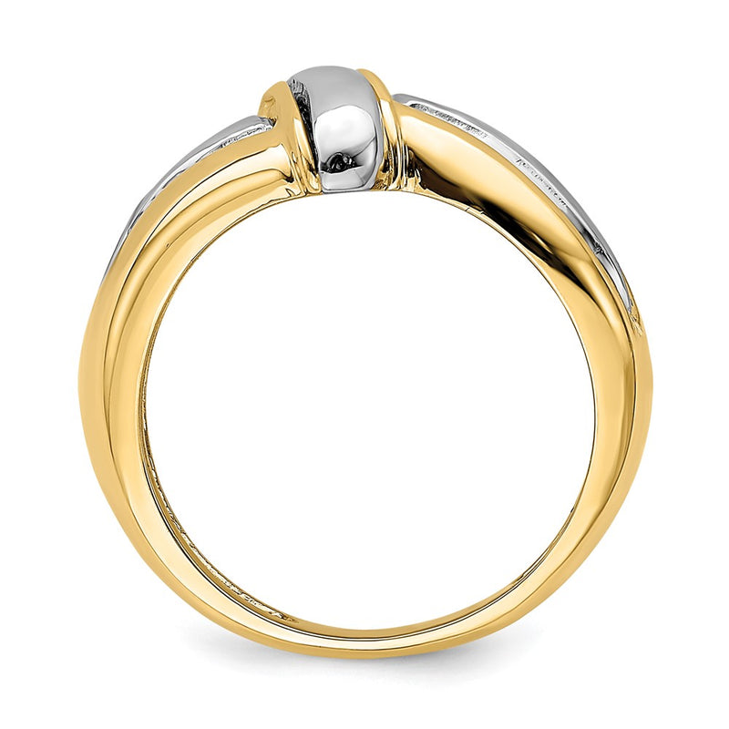 14k Yellow Gold w/Rhodium Polished Fancy Ring