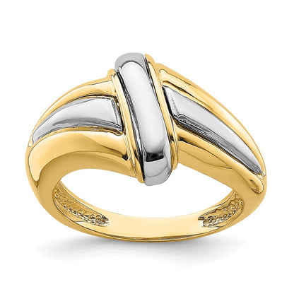 14k Yellow Gold w/Rhodium Polished Fancy Ring