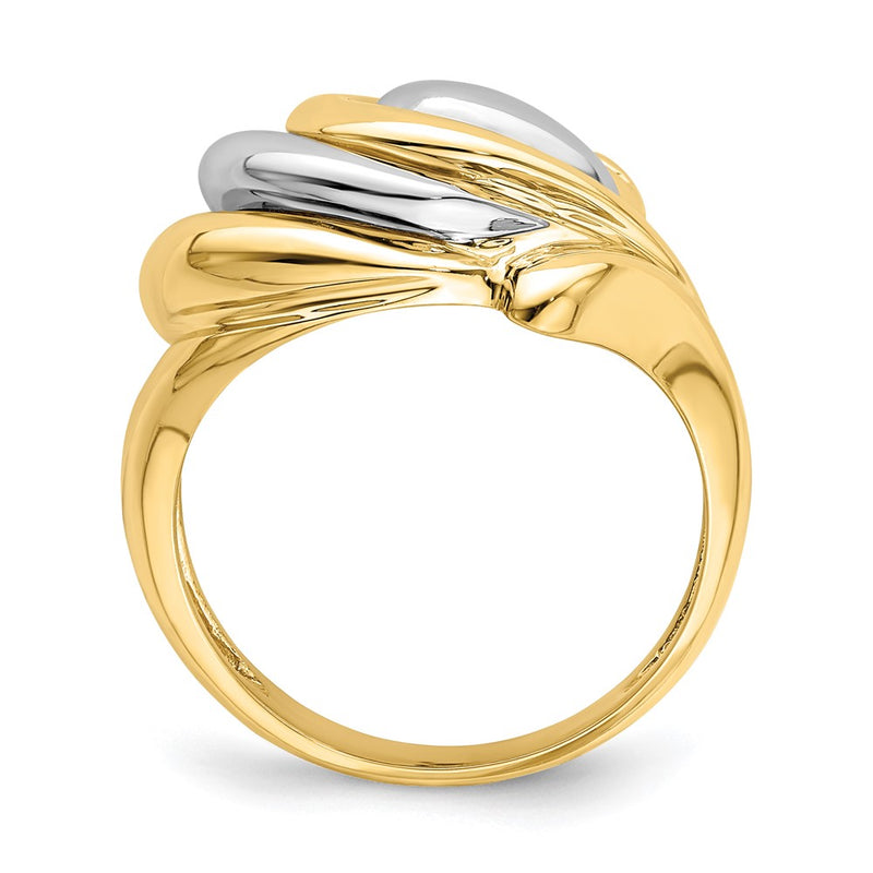 14K Two-Tone Gold Horseshoe Swirl Ring