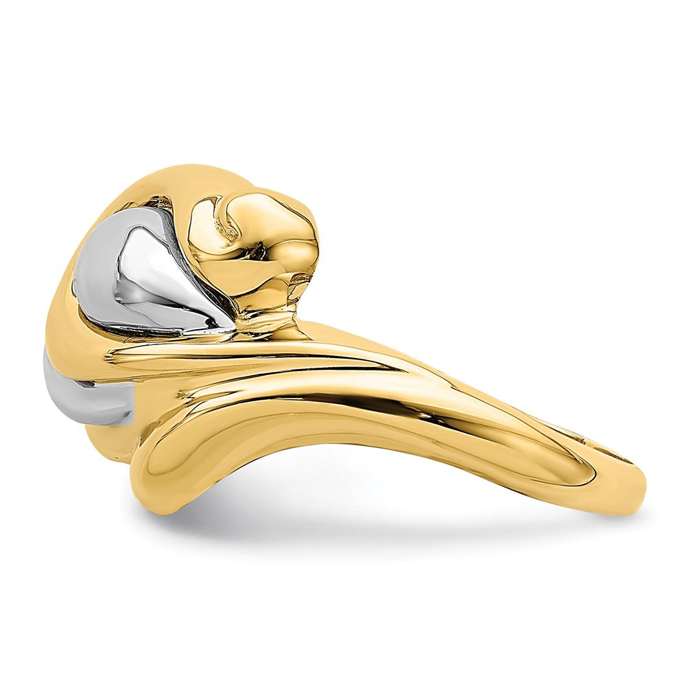 14K Two-Tone Gold Horseshoe Swirl Ring