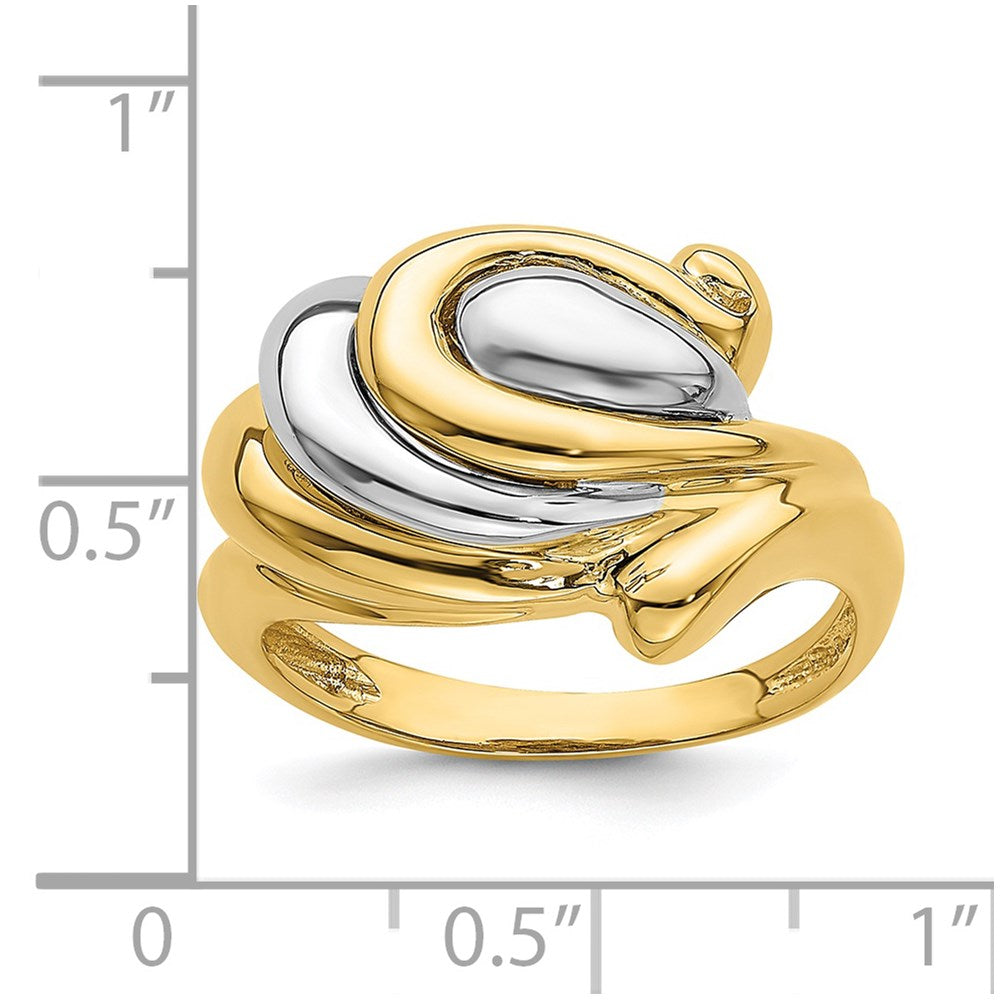 14K Two-Tone Gold Horseshoe Swirl Ring
