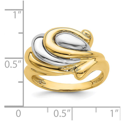 14K Two-Tone Gold Horseshoe Swirl Ring