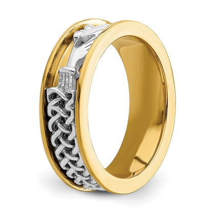 14K Yellow Gold Two Tone Claddagh Band