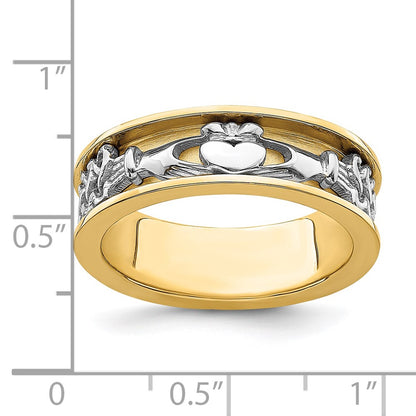 14K Yellow Gold Two Tone Claddagh Band