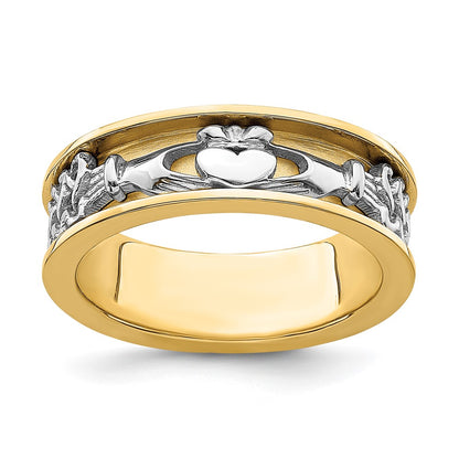 14K Yellow Gold Two Tone Claddagh Band