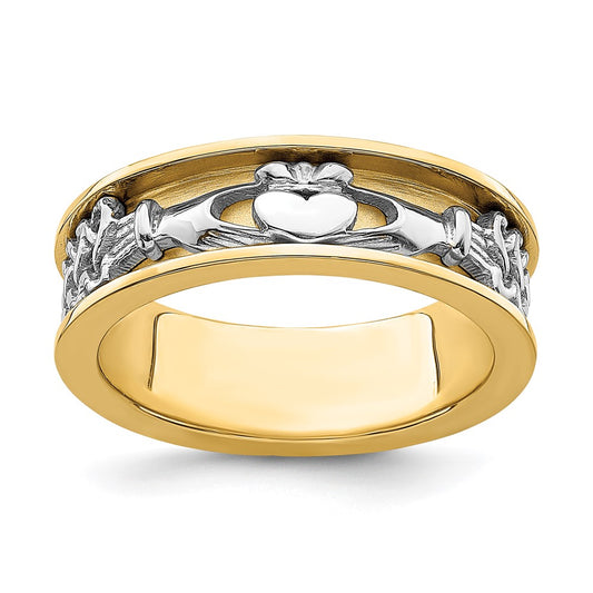14K Yellow Gold Two Tone Claddagh Band