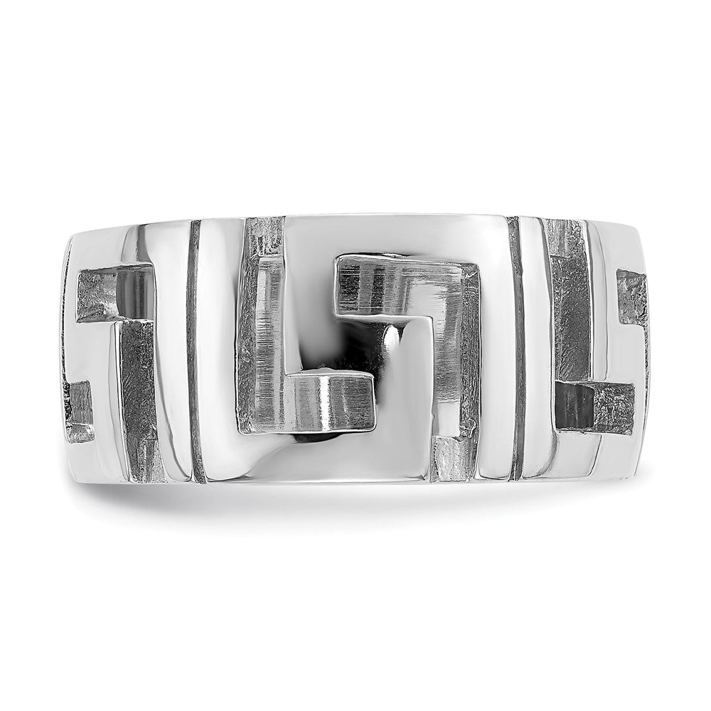 14K White Gold Cut-out Greek Key Band