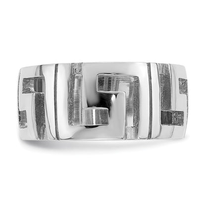 14K White Gold Cut-out Greek Key Band